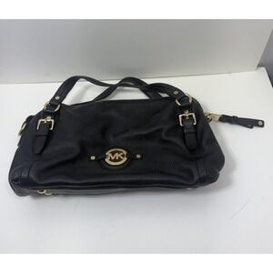 MICHAEL KORS  Bedford Belted Leather Satchel, Gold Hardware & Adjustable Straps